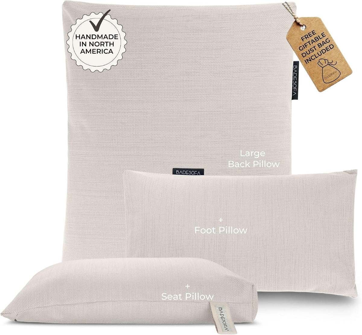 BADESOFA® Luxury Bath Pillow M in Ivory, Quick-Drying Bath Back Pillow