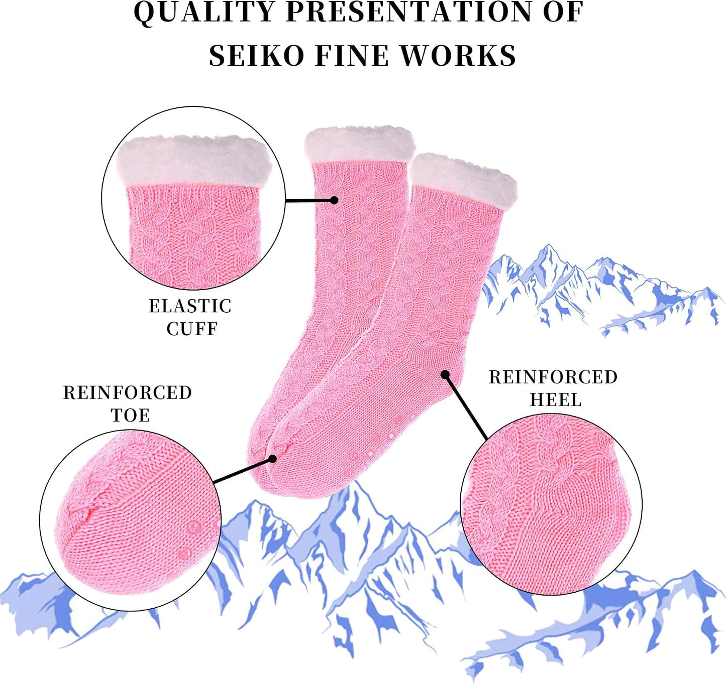 SDBING Women's Winter Super Soft Warm Cozy Fleece Lined Fuzzy Slipper Socks with Grippers
