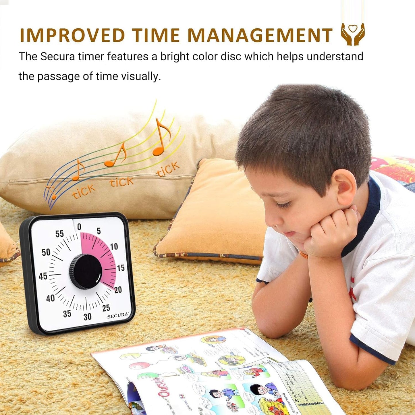 Secura 7.5 Inch Visual Timer, 60 Minute Visual Oversize Countdown Timer for Kids and Adults, Durable Mechanical Time Management Tool (Dark Green)