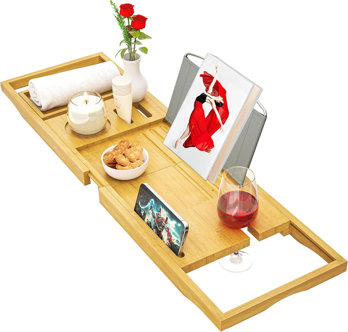 Banlilu Bathtub Tray - Bath Tray Expandable - Bath Tub Tray Table for Bathtub, Ajustable Size, Fits Most Tubs