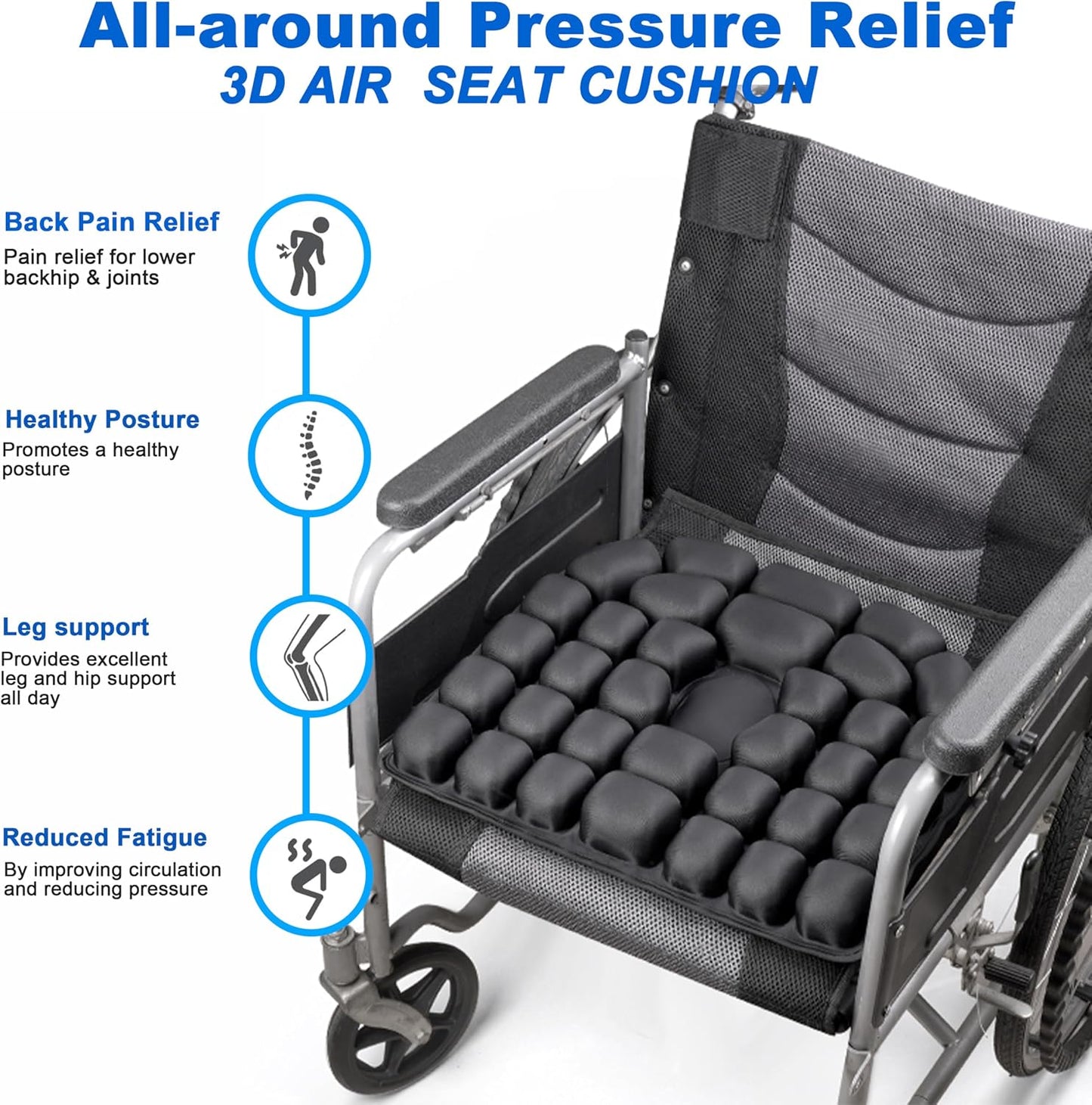 Travel Cushion for Airplane,Portable&Adjustable Air Seat Cushion,Inflatable Cushion for Travel,Coccyx Tailbone Pain Relief Chair Pad