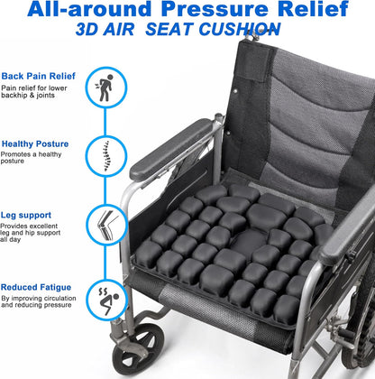 Travel Cushion for Airplane,Portable&Adjustable Air Seat Cushion,Inflatable Cushion for Travel,Coccyx Tailbone Pain Relief Chair Pad