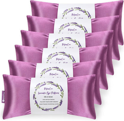 RelaxCoo Lavender Eye Pillow for Relaxation, Yoga, Sleeping, Weighted Eye Mask Heated for Headache, Sinus, Dry Eye Relief, Moist Heat Eyes Compress, Meditation Accessories with Aromatherapy, Pack of 4
