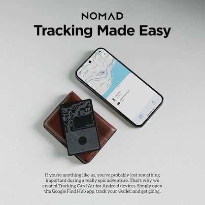Nomad Tracking Card Air for Android, Slim Wallet Tracker Card Compatible with Google Find Hub, IPX7 Waterproof Rechargeable Card Tracker, 7-Month Battery, 1.7mm Thin, Android OS 9 or Later