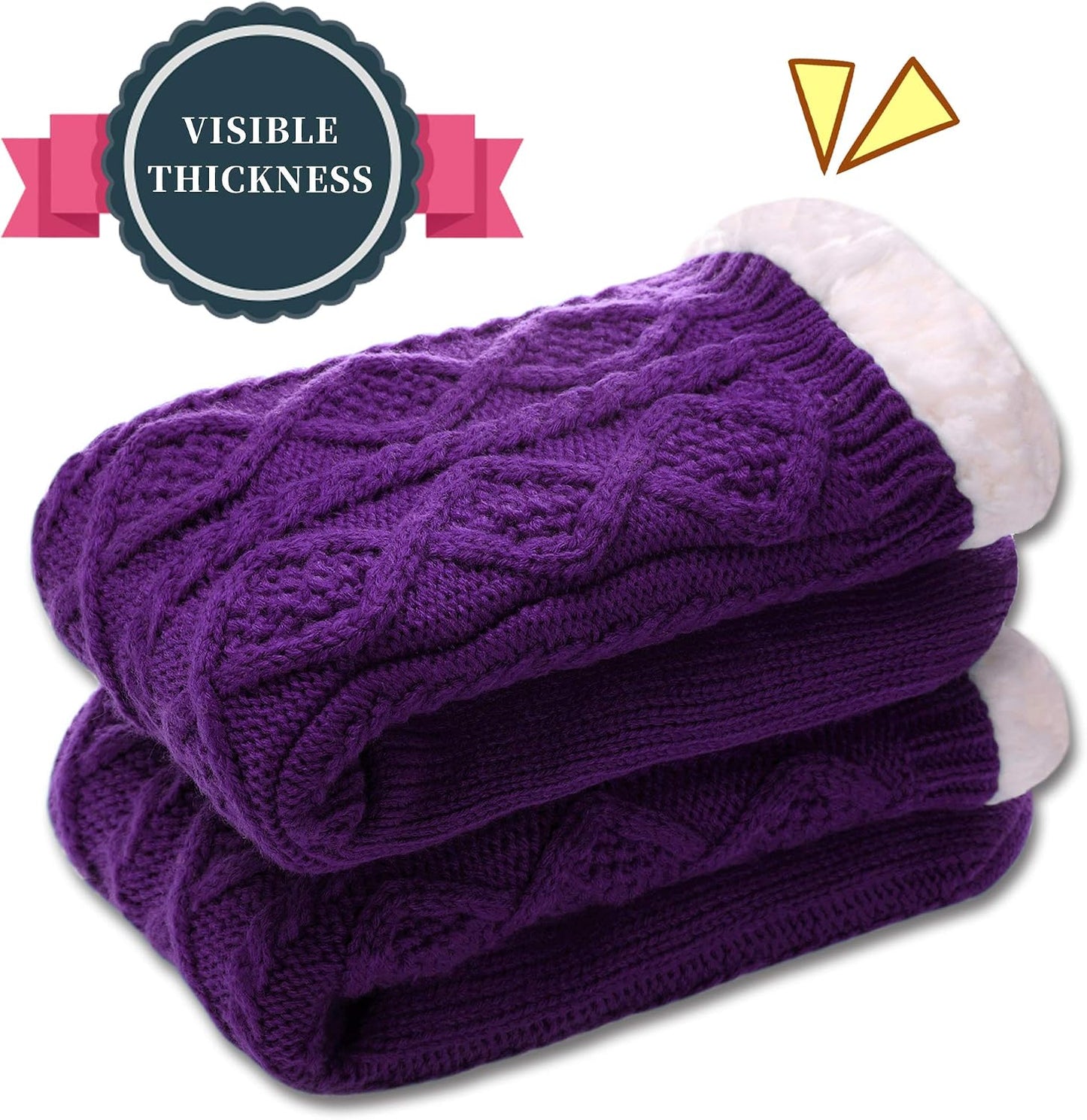 SDBING Women's Winter Super Soft Warm Cozy Fleece Lined Fuzzy Slipper Socks with Grippers