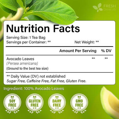 FreshDrinkUS, Premium Avocado Leaf Tea, 45 Count, Pure, Caffeine Free