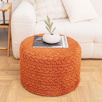 Round Pouf Ottoman Foot Stool 20x14In Ottoman Footrest for Couch Sofa Green
