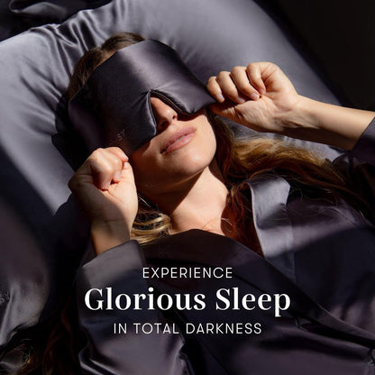 DROWSY Silk Sleep Mask - Face-Hugging, Padded Cocoon for Luxury Sleep in Total Darkness - 100% Pure Mulberry Silk (Black Jade)