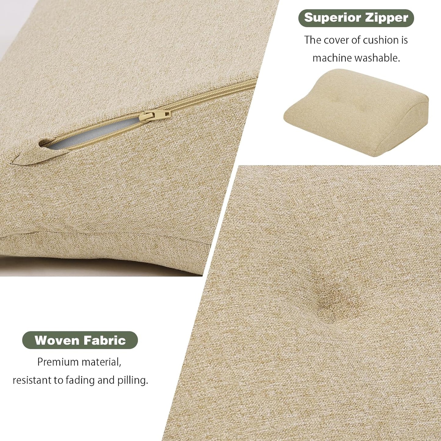 baibu Lumbar Support Pillow for Recliner, Large Memory Foam Dual-Layer Patent Design Back Support Cushion for Sofa & Gaming Chair, Ergonomic Lumbar Pillow with Machine Washable Cover, Brown