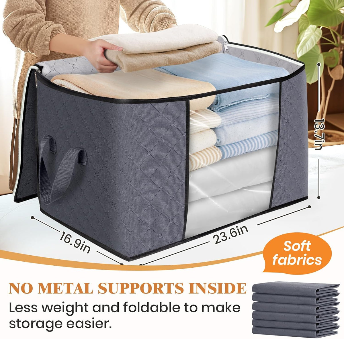 Fab totes Storage Bags for Clothes Blanket Storage Bins with Lids