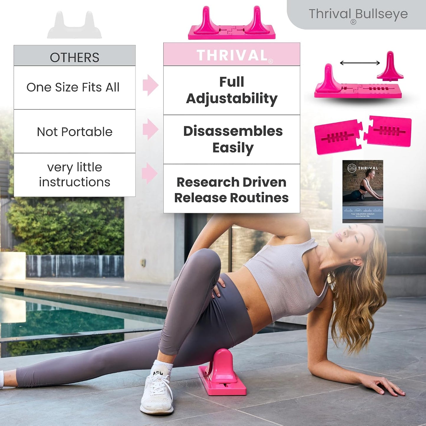 Thrival Arch Back Stretcher - Psoas Muscle Release Tool App for Hip Flexor, Back, Glute, Iliacus, and Neck - Spine Decompressor, Trigger Point, and Myofascial Release – Carbon Black