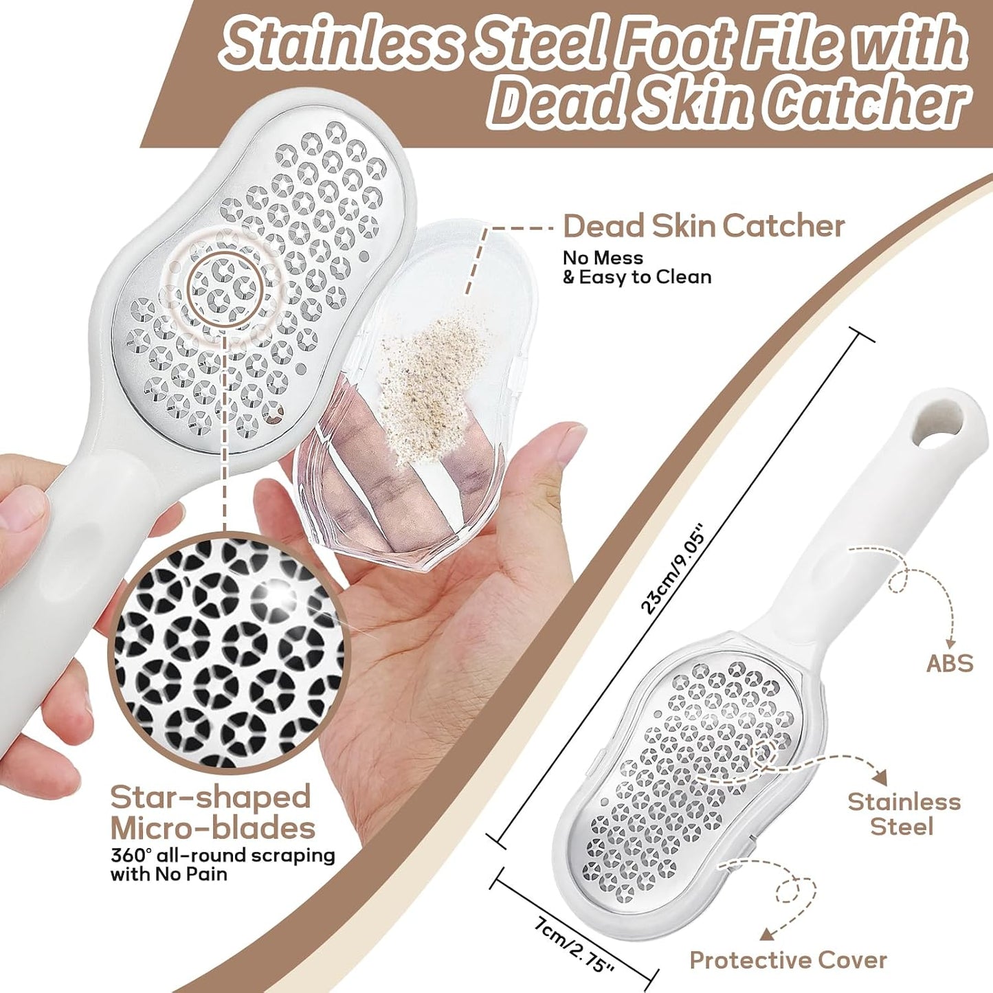 New Foot Brush with Adjustable Long Handle, 3-in-1 Foot Scrubber for Wet or Dry Brushing, 10.2’’- 27.5’’ Foot Scrub Brush for Senior, Pregnant, Disabled, or Injured, Gift-Box Packed(White)