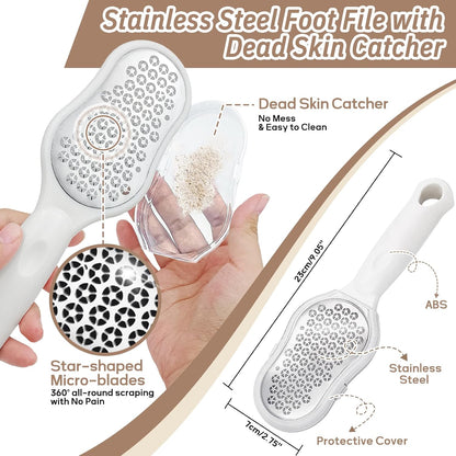 New Foot Brush with Adjustable Long Handle, 3-in-1 Foot Scrubber for Wet or Dry Brushing, 10.2’’- 27.5’’ Foot Scrub Brush for Senior, Pregnant, Disabled, or Injured, Gift-Box Packed(White)