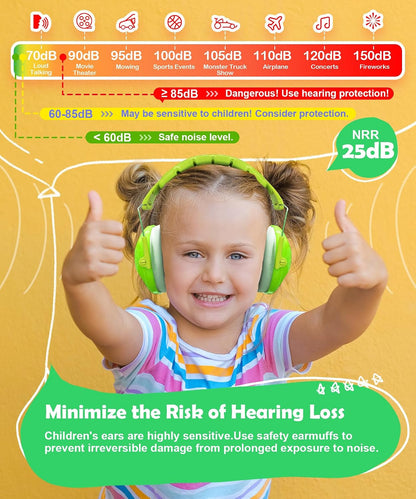 PROHEAR 032 Kids Ear Protection – Ear Muffs for Noise Reduction, 25NRR Noise Cancelling Headphones for Kids,Toddlers, Autism, Sensory Use, Hearing Protection – Orange