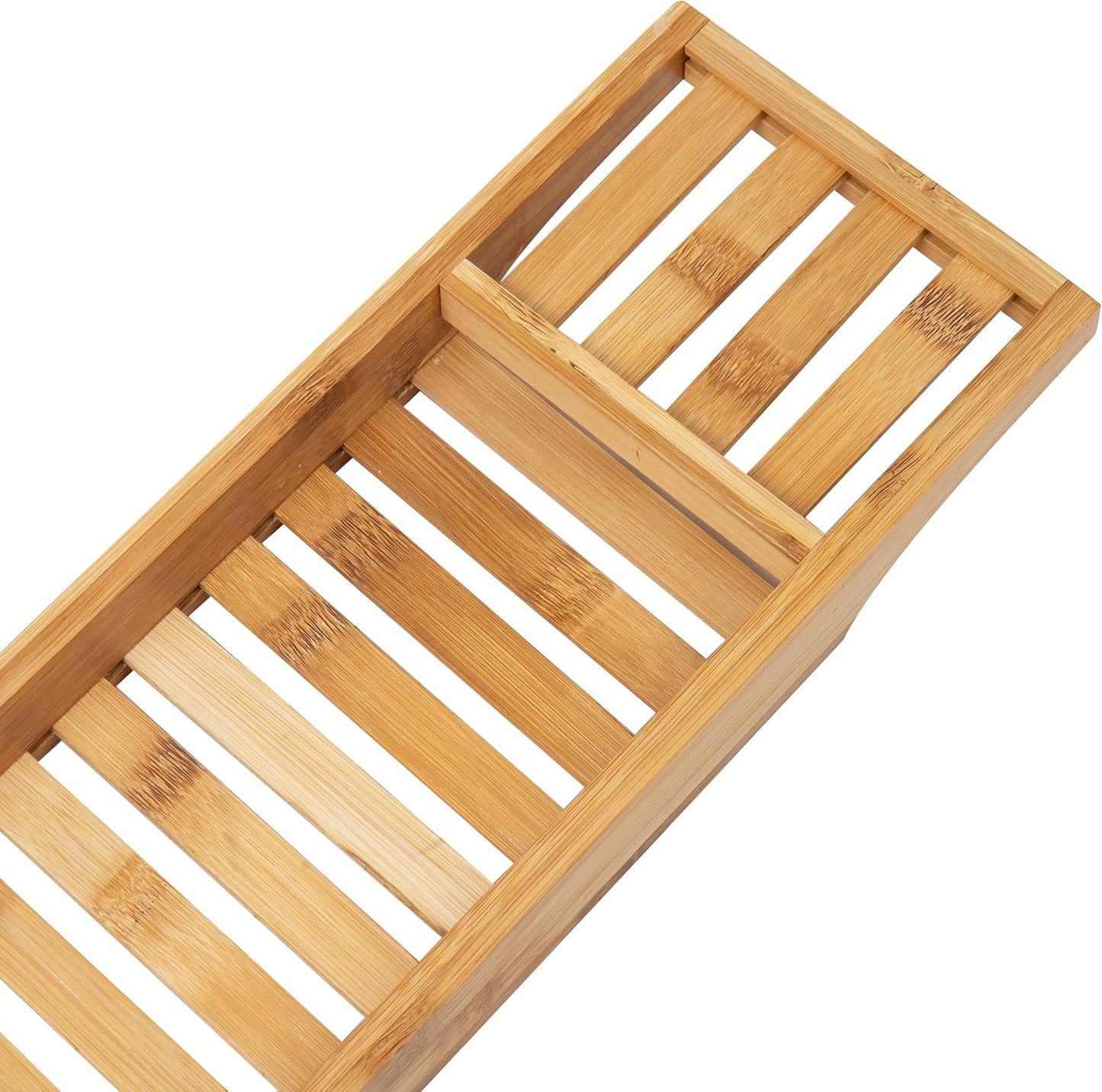 Mind Reader Bathtub Tray, Shower Organizer, Bathroom Accessory, Wood Tray, Rayon from Bamboo, 27.5" L x 5.75" Wx 1.75" H, Brown