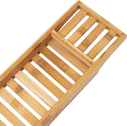 Mind Reader Bathtub Tray, Shower Organizer, Bathroom Accessory, Wood Tray, Rayon from Bamboo, 27.5" L x 5.75" Wx 1.75" H, Brown
