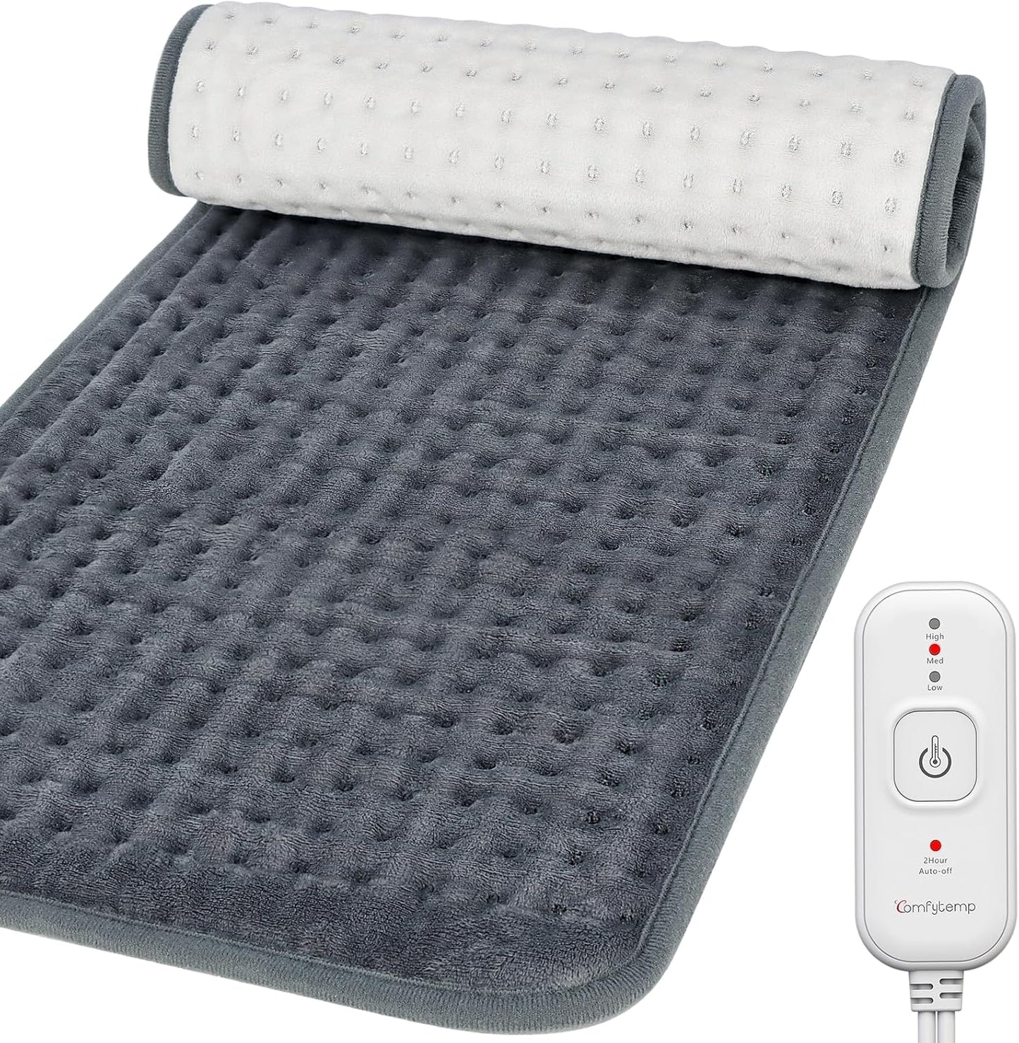 Comfytemp Extra Large Heating Pad for Back & Period, 33''x 17'' King Size FSA Eligible Pack, Birthday Gifts for Women Men Mom Dad, HSA Electric XL Heat Wrap for Body/Shoulder/Neck/Knee, Washable, Blue