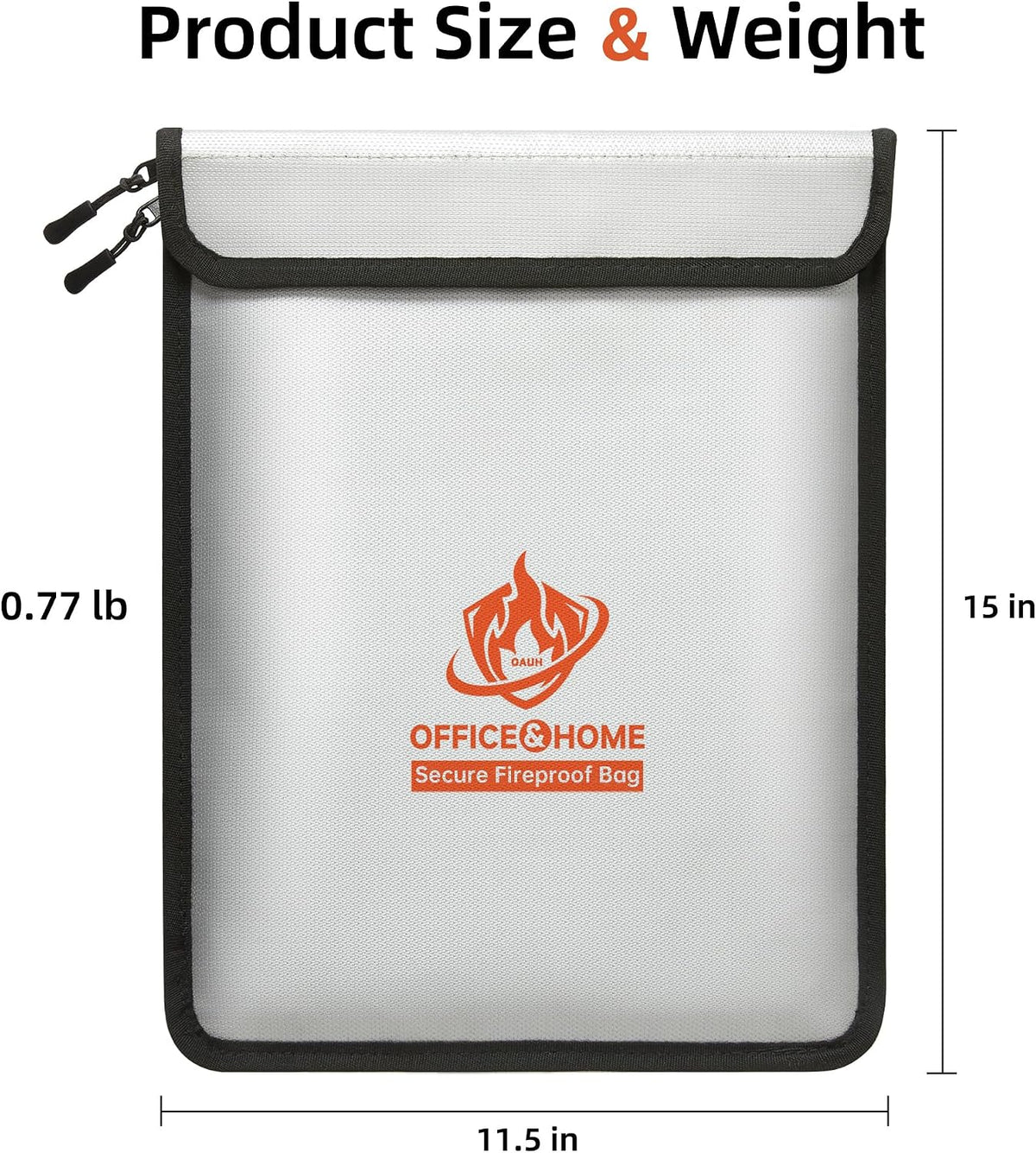 Upgraded Fireproof Document Bag (2200℉), 15”x 11” Waterproof Fireproof Money Bag for Cash with Zipper, Fireproof Safe for Home&Office, Important Document Storage Organizer for Valuables, Certificate