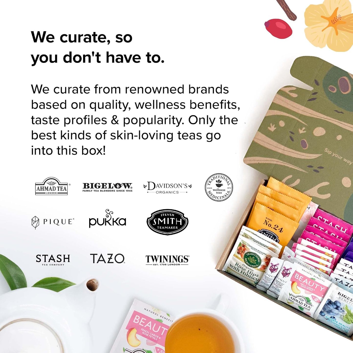 Sippingly Night Time Tea Sampler – 40 Herbal Teas – 10 Flavors from Top Brands – Chamomile, Lavender, Passionflower – Perfect Relaxation & Calm Support – Ideal Wellness Gift – Kosher, Gluten-Free