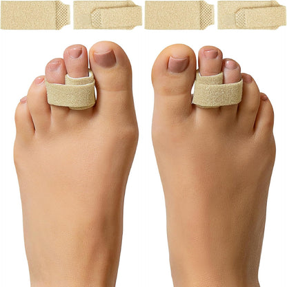 ZenToes Hammer Toe Corrector for Women & Men - Reusable Fabric Buddy Wraps for Broken Toes - Cushioned Toe Splint for Protection & Recovery & Hammertoe Straightener - 4 Count (OSFM, Beige)