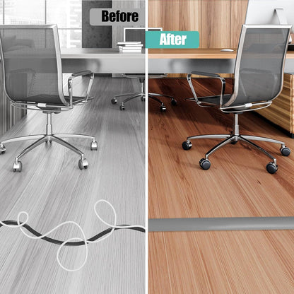 Floor Cord Cover Self Adhesive Cord Hider,10FT Cable Management, Extension Strip Protector for Wires, Prevent Cable Trips for Offices, Gyms, Exhibitions Cavity 0.39"(W) x 0.27"(H) BrownWood