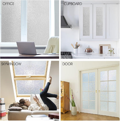 KESPEN Total Blackout Window Film Privacy Static Cling 100% Light Blocking Room Darkening Window Cover Heat Control Anti-UV Glass Sticker Window Tint for Home with Grid Line, 17.5 Inch X 6.5 Feet