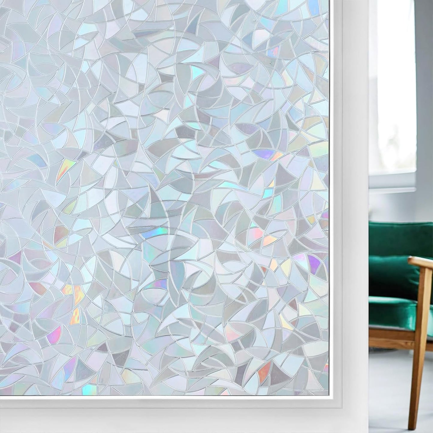 rabbitgoo Rainbow Window Privacy Film, Stained Glass Cling, 17.5" x 78.7"