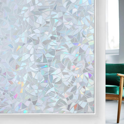 rabbitgoo Rainbow Window Privacy Film, Stained Glass Cling, 17.5" x 78.7"