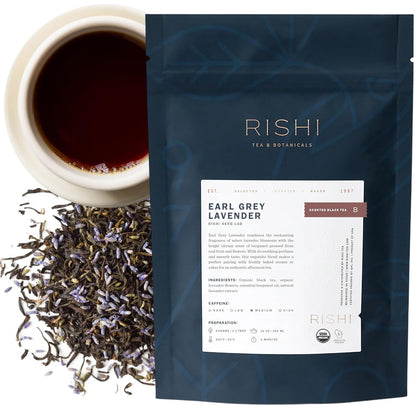 Rishi Tea Earl Grey Lavender Organic Black Loose Leaf Tea, Caffeinated, 4oz