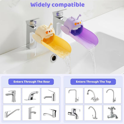 2 Pack Faucet Extender for Toddlers, Silicone Faucet Extender, Easy Install Faucet Sink Spout Extender for Kids, Hand Washing Fits Standard and Gooseneck (Purple & Yellow)