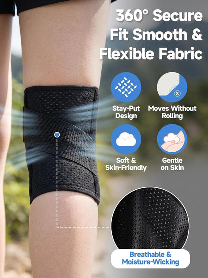 Braventure Knee Brace for Women and Men, Knee Support with Side Stabilizers | Adjustable wraparound Straps & Anti-Slip for Knee Pain Injuries Recovery, Meniscus Tear,ACL,MCL,Arthritis, Patella Stability