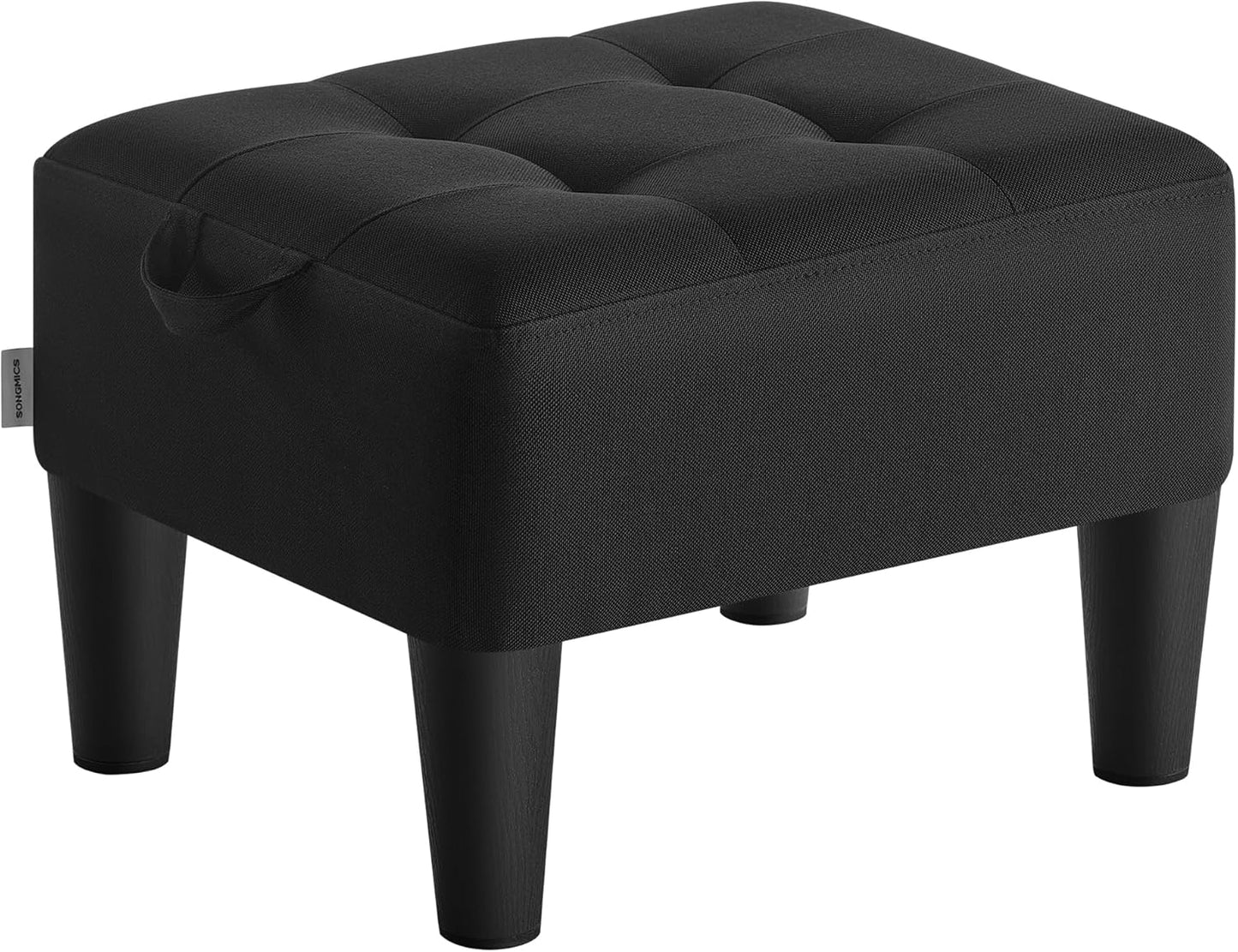 SONGMICS Foot Stool with Legs, Small Footstool Ottoman, Linen-Look Fabric Seat with Thick Cushion, for Living Room, Bedroom, Entryway, 330 lb Weight Capacity, Dark Gray ULOM502G01