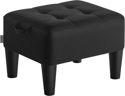 SONGMICS Foot Stool with Legs, Small Footstool Ottoman, Linen-Look Fabric Seat with Thick Cushion, for Living Room, Bedroom, Entryway, 330 lb Weight Capacity, Dark Gray ULOM502G01