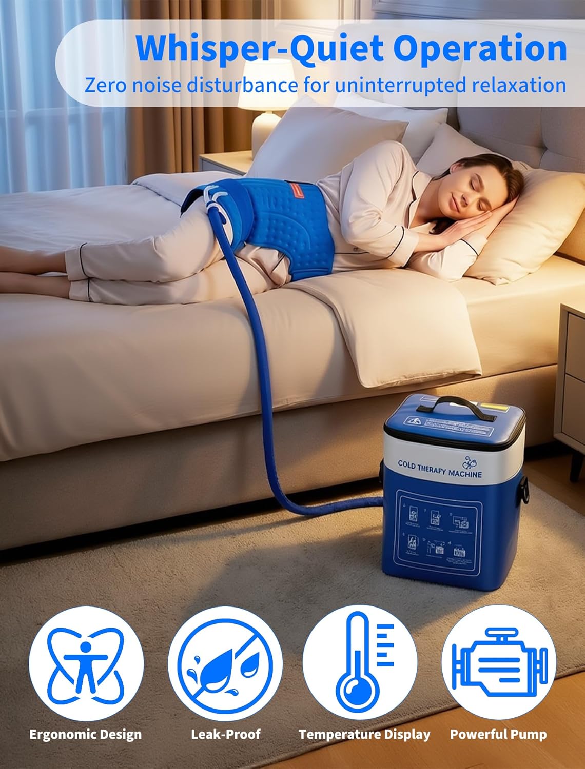 Cold Therapy Machine for Foot Ankle Surgery, Ice Therapy Machine with Pressure Regulator, Timer & Temperature Display, Cryotherapy Unit with Foot Ankle Ice Pack Wrap for Post-Surgery Recovery