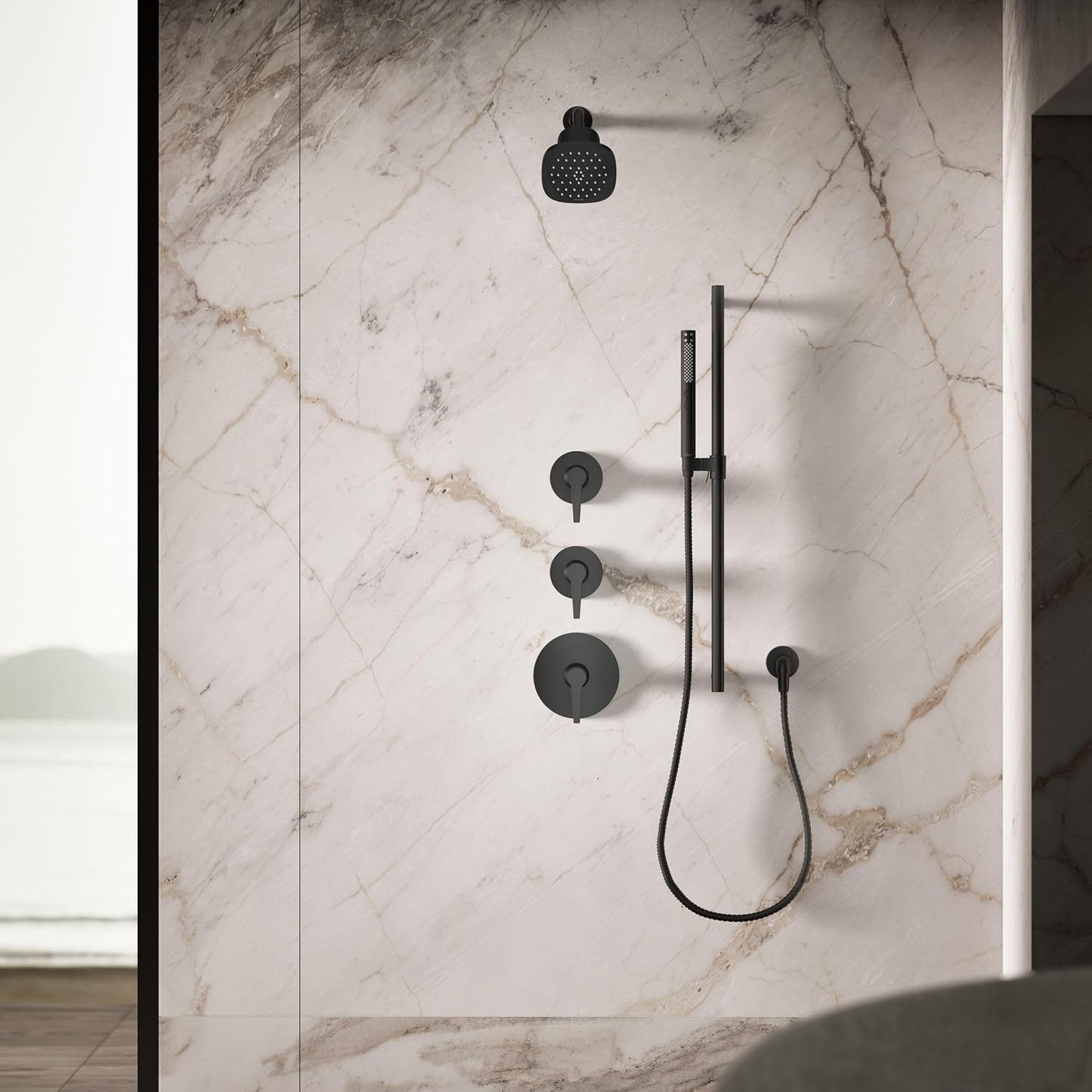 KOHLER 33631-Y-BN Cinq Round Single-Function Filtered Showerhead, Five-Layer Filtration, 2.5 GPM, Full Coverage Spray, Premium Durable Material, Vibrant Brushed Nickel