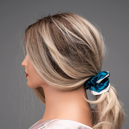 Silk Scrunchies for Hair 100% Mulberry Silk Hair Ties 3 Pack(Black, Navy Blue, Emerald)