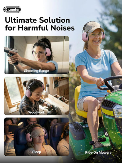 Dr.meter Ear Protection Ear Muffs, Noise Cancelling Headphones for Adults Kids 31dB Earmuffs for Noise Reduction, Hearing Protection for Shooting Gun Range, Mowing, Monster Jam, Sensory, Fireworks