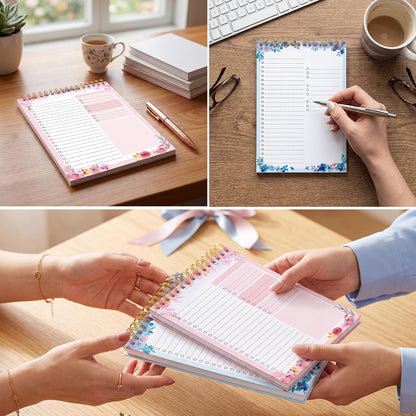 2 Packs To Do List Notepad, 104 Pages To Do List Notebook A5 Undated Daily Planner Notepad with Task Checklist Home Office School Supplies