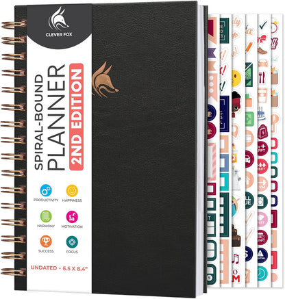 Clever Fox Planner 2nd Edition – Colorful Weekly & Monthly Goal Planner, Time Management & Productivity Organizer, Undated, A5 (Dark Teal)