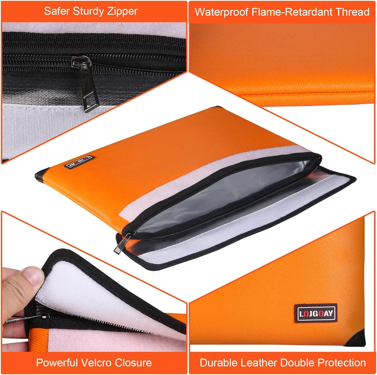 Fireproof Document Bag - with 5200°F Heat Insulated, Waterproof Fireproof Bag with Zipper, 8 Layers of Functional Materials, Fireproof Money Bag for Cash/Documents/Valuables, Fire bag 11"x7.7"