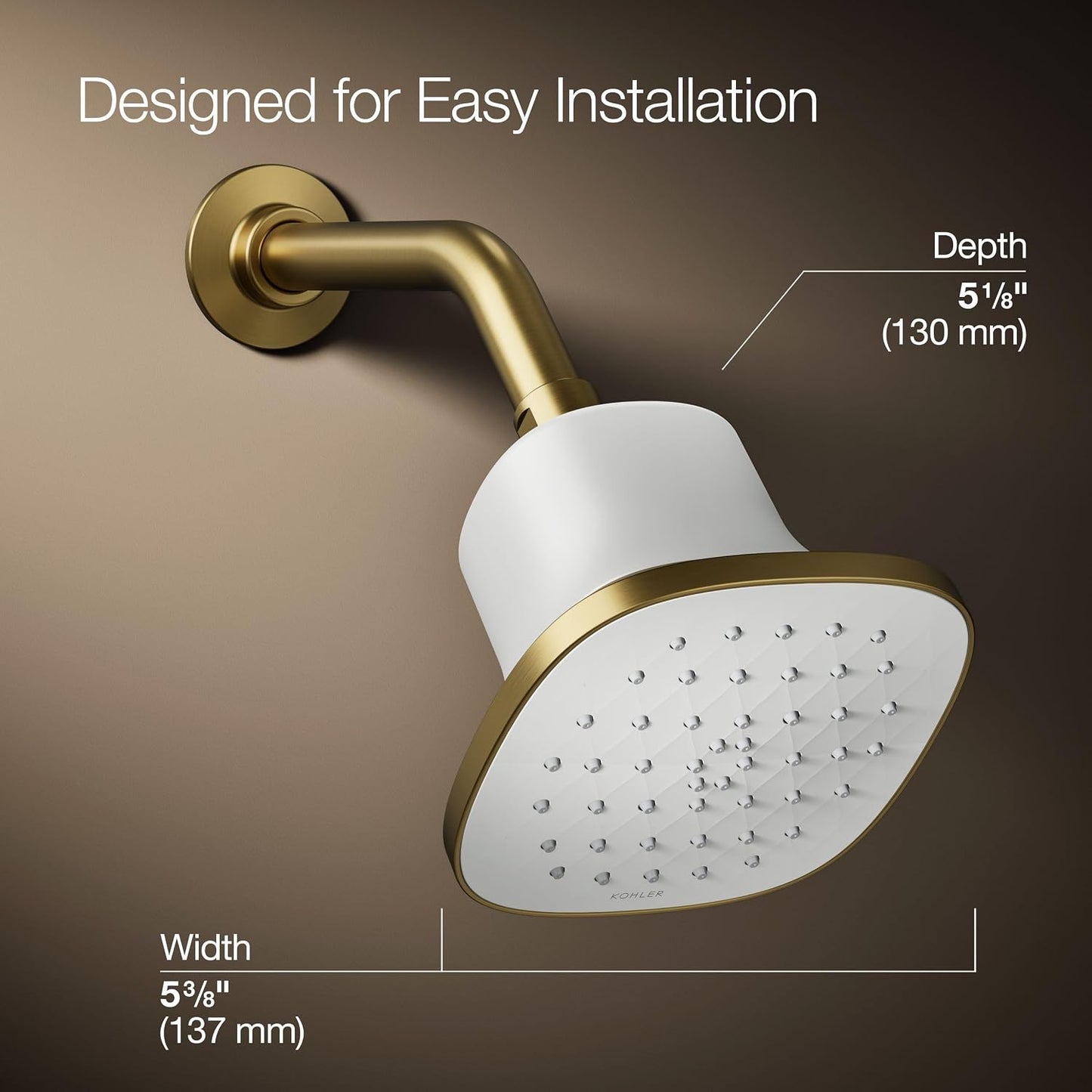 KOHLER 33631-Y-BN Cinq Round Single-Function Filtered Showerhead, Five-Layer Filtration, 2.5 GPM, Full Coverage Spray, Premium Durable Material, Vibrant Brushed Nickel