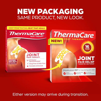 ThermaCare Portable Heating Pads for Muscle & Joint Pain Relief - Adhesive Heat Wraps, Drug-Free Heat Therapy - Flexible, Discreet Heat Patches for Daily Comfort & Wear - 8 Count