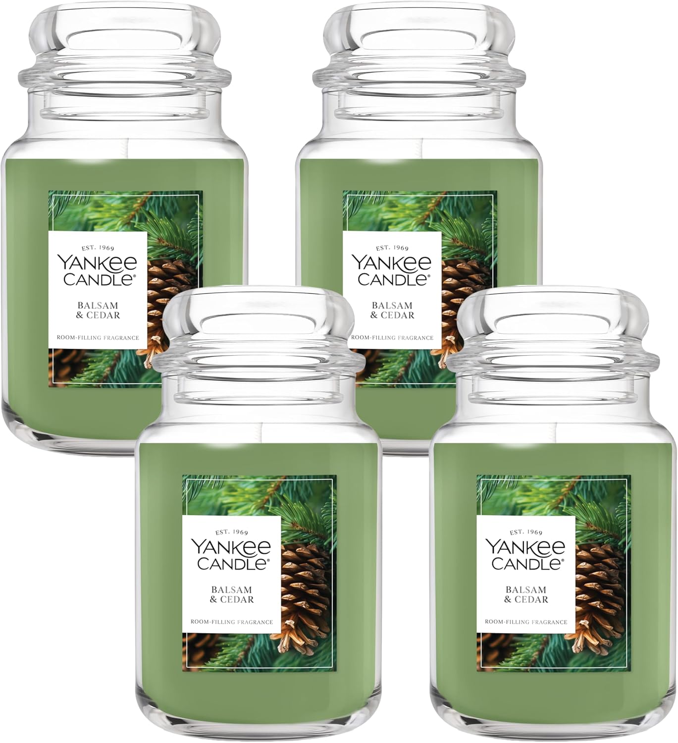 Yankee Candle Balsam & Cedar, Scented Candle, 22oz Large Jar with up to 150 Hour Burn Time, Giftable