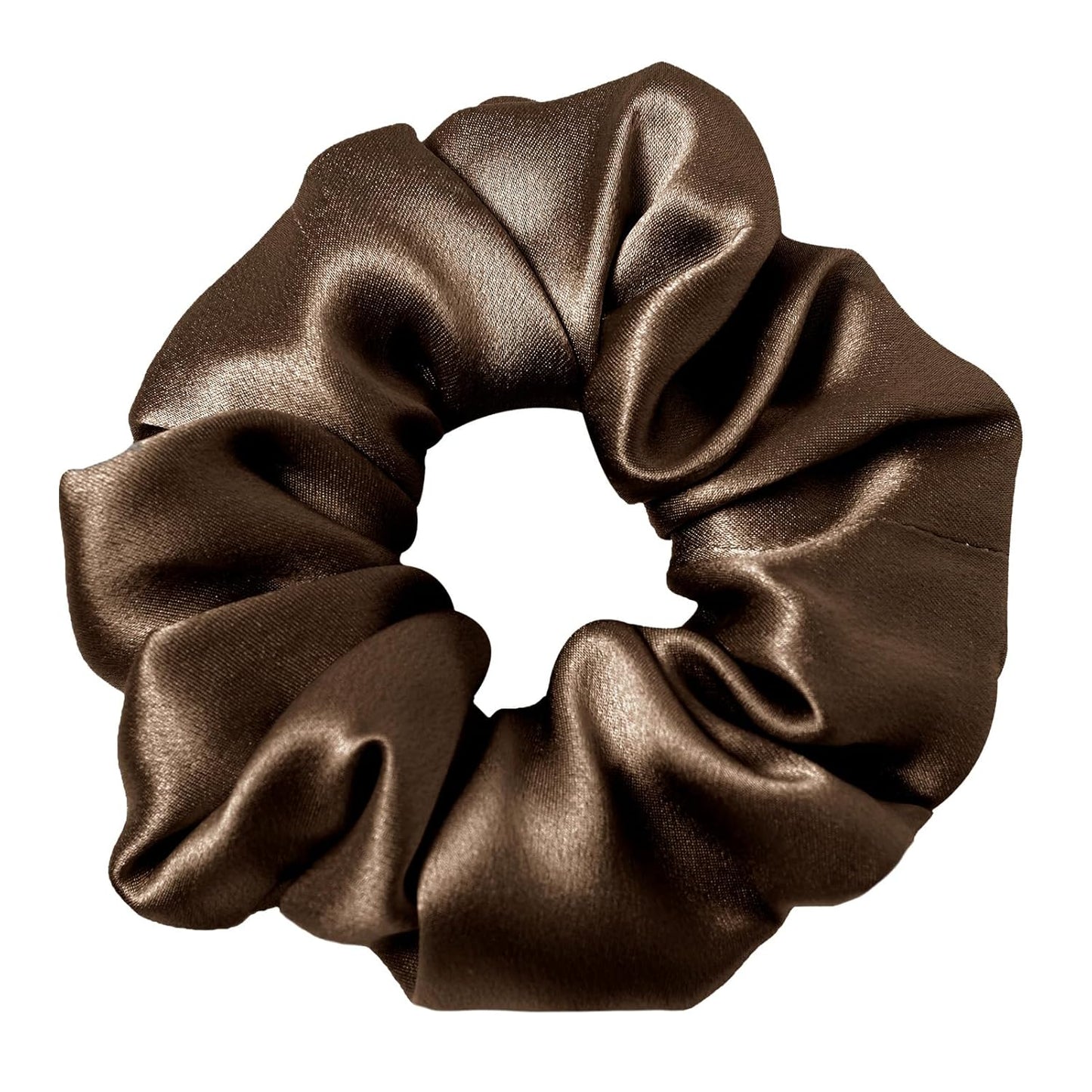 LILYSILK Silk Hair Scrunchies / Ties for Frizz & Breakage Prevention, 100% Mulberry, No Damage, Elastic ponytail Holders, 1Pc, Coffee - Colors A