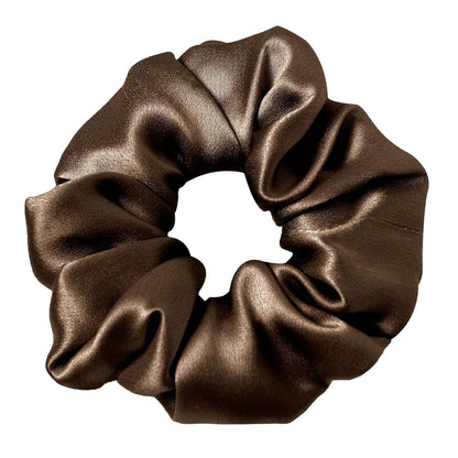 LILYSILK Silk Hair Scrunchies / Ties for Frizz & Breakage Prevention, 100% Mulberry, No Damage, Elastic ponytail Holders, 1Pc, Coffee - Colors A