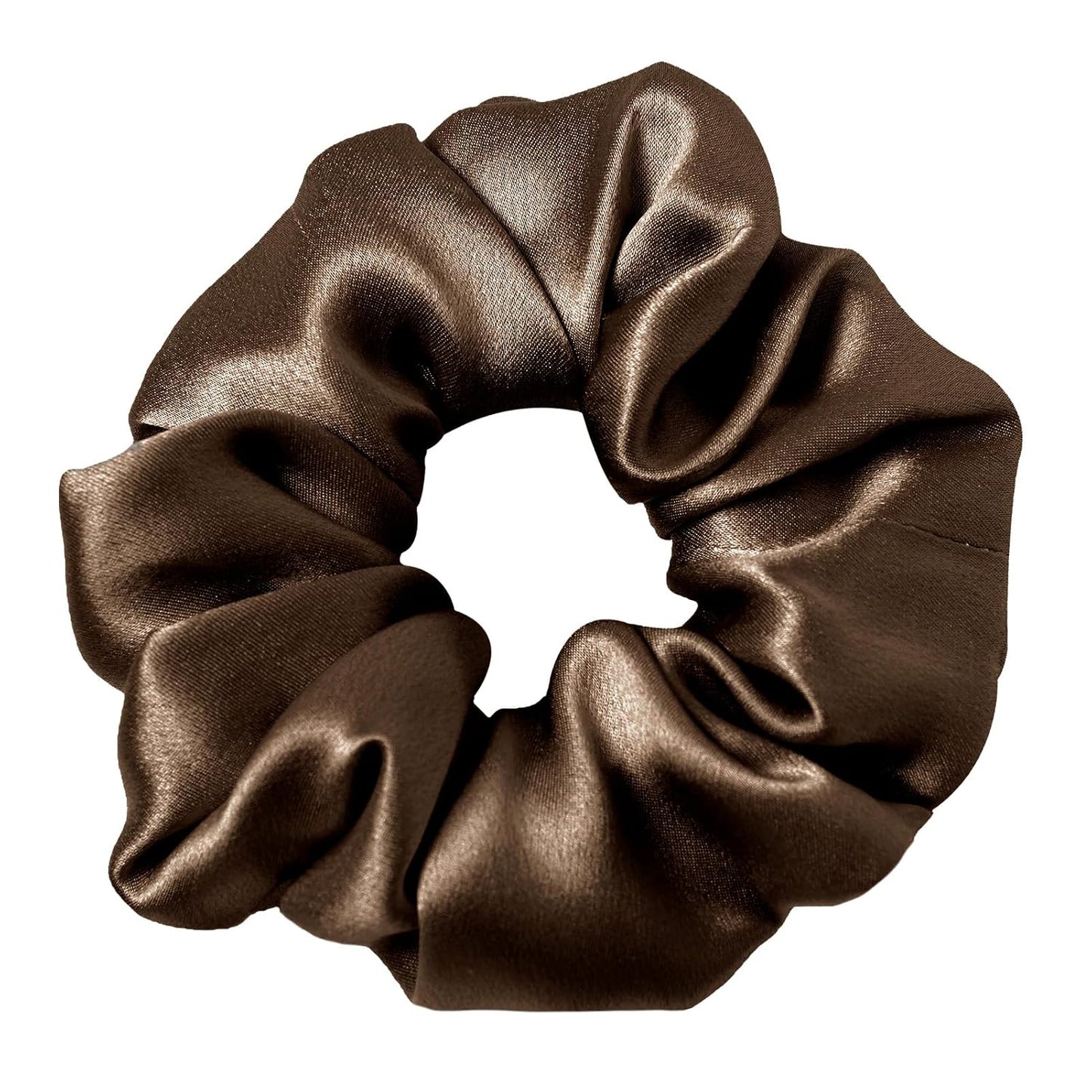 LILYSILK Silk Hair Scrunchies / Ties for Frizz & Breakage Prevention, 100% Mulberry, No Damage, Elastic ponytail Holders, 1Pc, Coffee - Colors B