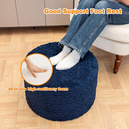 Round Pouf Ottoman 20 x 20 x 14 Inches Boho Poof Home Decor Floor Pouffe Ottoman Foot Rest for Couch Sofa Bean Bag Chairs Living Room Bedroom (Green)