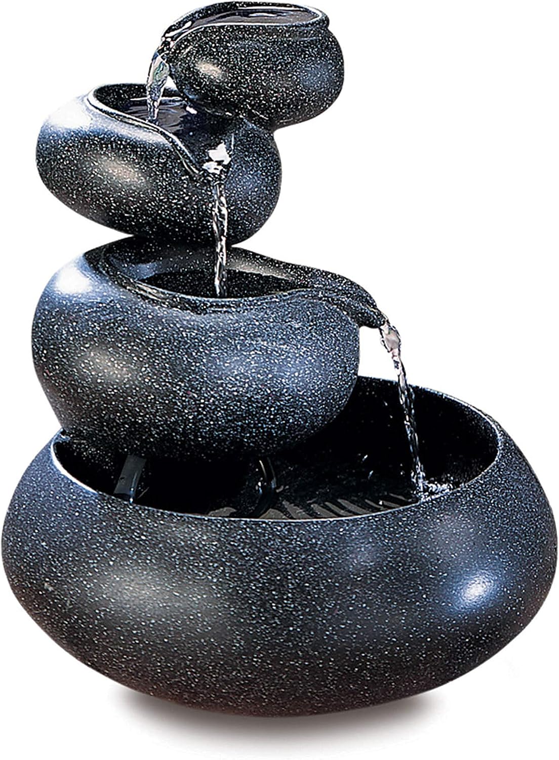 Zingz & Thingz Zen Collection Resin Tabletop LED Water Fountain, Four-Tier, 9.5x9.5x10