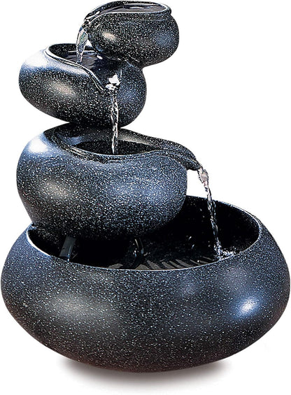 Zingz & Thingz Zen Collection Resin Tabletop LED Water Fountain, Four-Tier, 9.5x9.5x10