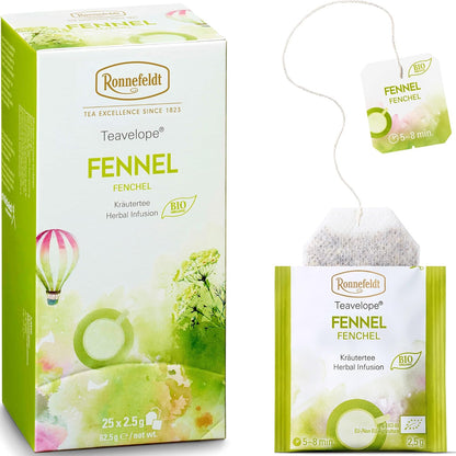 Ronnefeldt Teavelope Fennel Herbal Tea Bags, Caffeine Free, 25 Ct